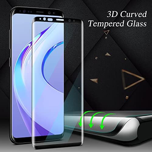 MaytoBe projetado para o protetor de tela de vidro temperado Samsung Galaxy S8, matriz de pontos curvos 3D, amigável de casos, bolha grátis