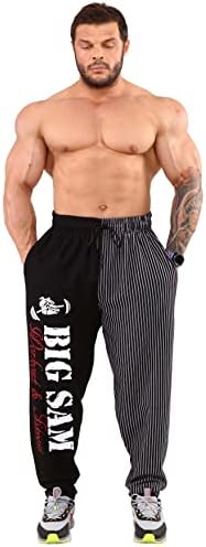 Big Sam Sportswear Company Men's Sweatpante com bolsos, treino de musculação masculina Comfort Design Design Baggy Muscle Pant