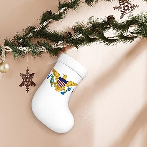 QG ZZX Christmas meias com bandeira de punho super macio super macio das meias de Natal das Ilhas Virgens Estados Unidos, decorações de Natal