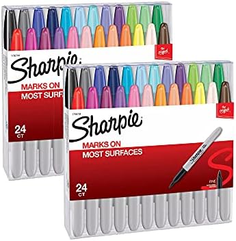 Sharpie 75846 Marcadores permanentes, ponto fino, cores variadas, 2 conjuntos de 24 marcadores