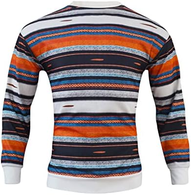 Sweater de malha de waffle, suéter masculino de suéter redondo solto de manga longa listra colorida blusas de fundo casual suéteres