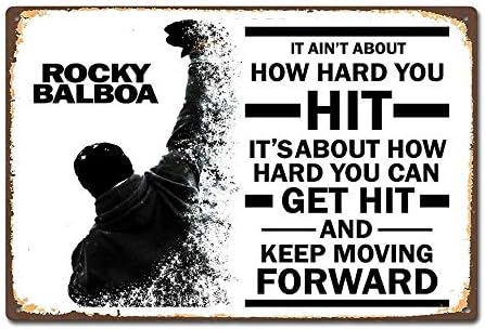 NNHG Tin Sign 8x12 polegadas Rocky Balboa Boxing Moive Film Quote Vintage Retro Tin Sign