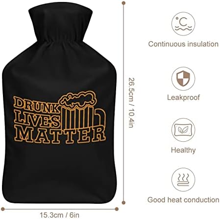 Vidas bêbadas Matéria Hot Water Bottle com tampa macia cobertura quente de injeção de água de borracha 1000ml