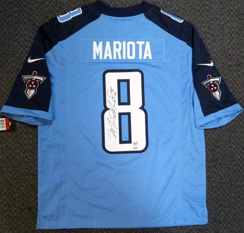 Tennessee Titans Marcus Mariota autografou Blue Nike Twills Jersey Size L MM Holo Stock #104812 - Jerseys de camisas da NFL autografadas