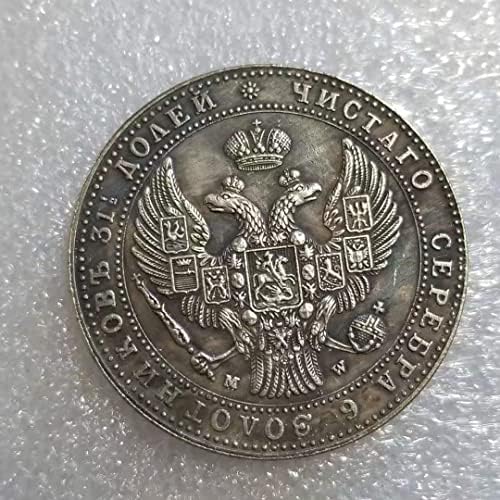 Artesanato antigo 1836 moeda comemorativa de dólar russo de prata
