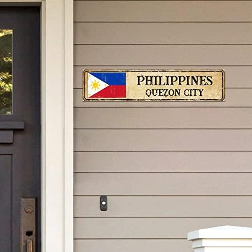 Madcolitote retro philippinesquezon cityphilippines sinais de rua personalizados rústicos rústicos rústico de madeira parede de madeira pendurada cabide de parede de cozinha signo de decoração 4x18in
