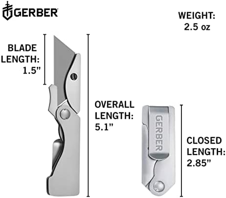 Gerber Gear 22-41830N Faca de bolso e dinheiro do EAB, equipamento EDC, faca de lâmina fixa, aço inoxidável e costa