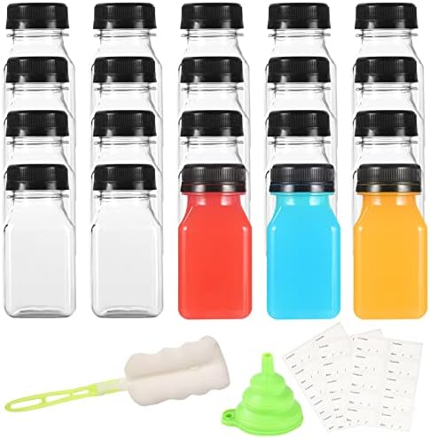 20 PCS Garrafas de suco de 4 onças mini garrafas de tiro de suco com tampas recipientes de bebidas a granel reutilizáveis