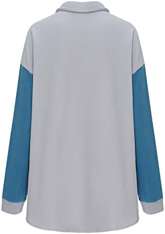 Mulher lapela de manga comprida camisa cor bloqueio de botão para baixo jaqueta shacket namorado blusa casual tops Outwears Fall Fashion 2022