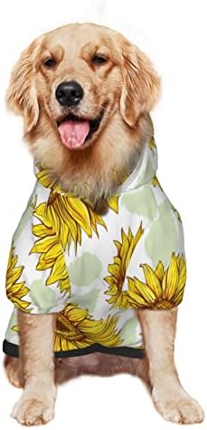 Capuz de cachorro grande, girassol-de-colheita-plantas de roupas de estimação de roupas de estimação com chapéu de gato macio casaco