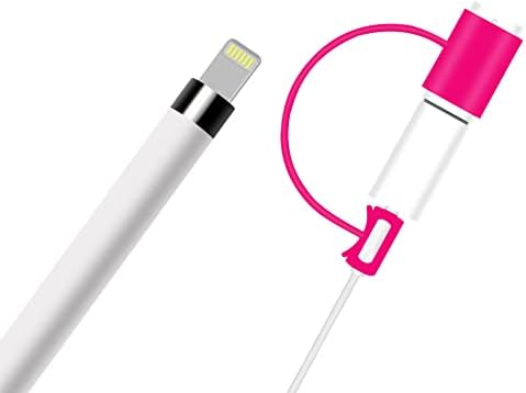 Manga de silicone Siduater para Apple Lápis de 1ª geração, acessórios de capa de capa de caneta ultra leves protetores de proteção macia iPad Lápis com 2 tampas de ponta 1 Adaptadora de cabo Tetter, Magenta
