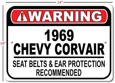 1969 69 Chevy Corvair Belt Belt Recomendou placar rápido, sinal de garagem de metal, decoração de parede, sinal de carro GM - 10x14 polegadas