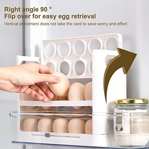 Recipiente de caixa de armazenamento de ovos de grau de alimentos de reheyre, suportes de ovo de cozinha duráveis ​​e duráveis ​​com alça, salve espaço para o ovo rotativo de prateleira verde