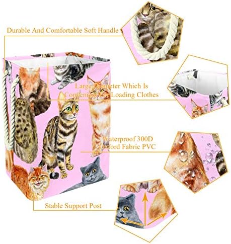 Padrão Indomer com gatos 300d Oxford PVC Roupas impermeáveis ​​cestas de roupas grandes para cobertores Toys de roupas no quarto