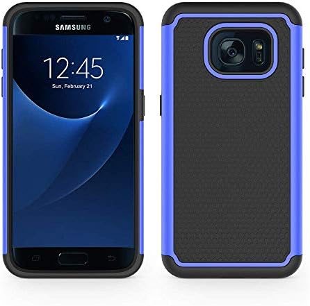 Case de Galaxy S7 Unispg [GRAVO MILITAL Testado] Camada dupla à prova de choque Silcone Armour Cappo de proteção de proteção pesada para Samsung Galaxy S7 5,1 polegada - azul