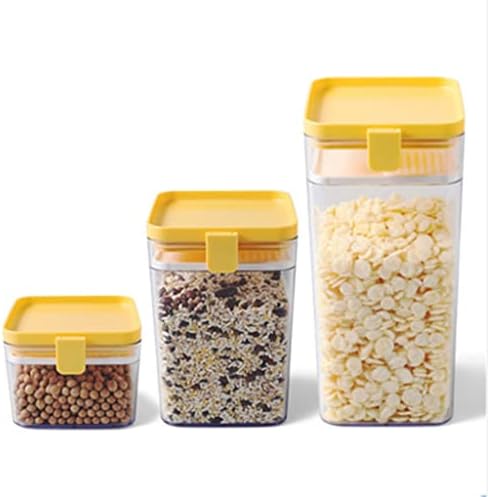 Eyhlkm 3pcs /grãos de grãos latas seladas cozinha transparente quadrado tanque de armazenamento de frutas seco caixa de armazenamento