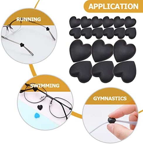 Óculos embaçados com cinta garra da orelha com formato de coração 16 pares de copos de silicone anti-deslizamento pernas