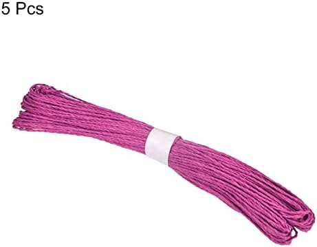 Meccanixity Raffia listras papel corda Rosa vermelha, 31 yards Twisted Paper Craft String/cordão/corda Feito à mão para pacote de embalagem de presente de decoração DIY de 5