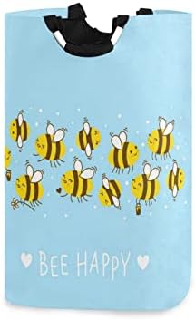 Cesto de armazenamento kawaii abelhas tocando doodle azul lavanderia cesto colapsível lixo de armazenamento de berçário de brinquedos extra grande para crianças dormitórios de banheiro organizador deco
