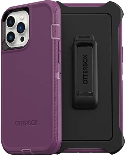 OtterBox iPhone 13 Pro Max & iPhone 12 Pro Max Defender Series Case - Happy Purple, Rugged & Durable, com proteção contra a porta, inclui Kickstand de clipe do coldre