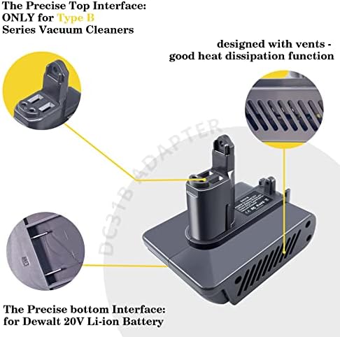 TPDL DC34 Tipo B para adaptador de bateria de Dyson, ajuste para substituição de bateria de 20V de Dewalt para Dyson DC31 DC34 DC35 DC44 DC45 DC56 DC57 917083-01 202932-02 965557-03 Handheld Handhdd