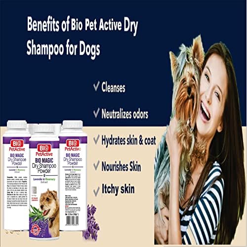 Bio Magic Shamoo Powder com lavanda e alecrim para cães | Limpeza e perfume hidratante e talco Free para a pele sensível - 5,29 oz