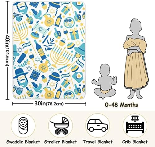 Junzan Hanukkah Cobertores de bebê para meninos Cotton Throw Planta para presentes recém -nascidos CRIB DE PRIMEIRA BERSYBERRY