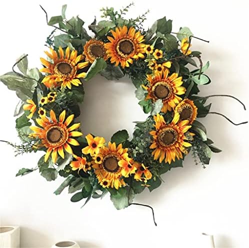 Xbwei Sun Flower Wreath Surflower Wreath Door Decoration Pingente de decoração de férias de outono