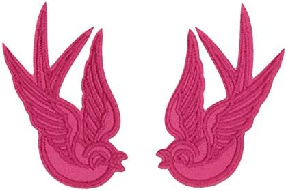 Patch fofo um par de um par de odos de ferro bordado rosa quente em costura em patch heavy metal rock punk tattoo emblema