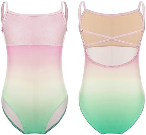 Jowowha Girls Camisole Gymnastics Tank Letard Rainbow Print Ballet Dance Top Top colorido de camisa atlética colorida