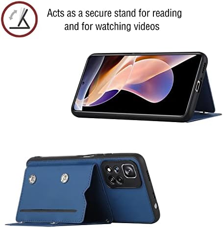Compatível com Redmi Note 11 Pro Plus Wallet Case, [slots de 3 cartas] [Kickstand] [2 botões magnéticos] Premium PU Couro Flip Choffrof Protons Protection Toup para Redmi Note 11 Pro Plus, Blue