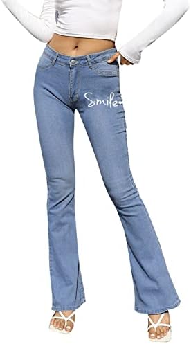 Calça jeans para mulheres elevador de jeans feminino jeans jeans inglesa Bell Postned Bell Bottoms lavados cintura média nova