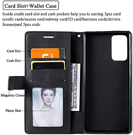 Compatível com a Samsung Galaxy Note 20 Glaxay Note20 5G Caixa da carteira Temperada Protetor de tela de vidro Flip