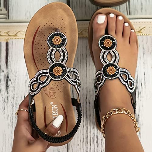 Sandálias de cristal de waserce para sandálias femininas para mulheres conforto com tira de tornozelo elástico Casual Sapatos de praia