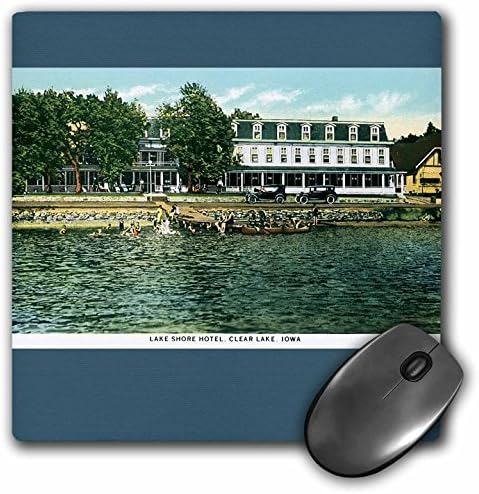 3drose LLC 8 x 8 x 0,25 polegadas Mouse pad, Lake Shore Hotel Clear Lake Iowa Reprodução de cartão postal à beira -mar -