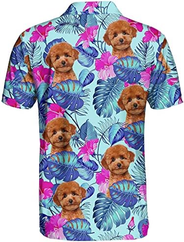 Camisas de golfe Menrick para homens camisa polo masculino engraçado crânio de flores havaiano havaiano patriótico tropical havaí