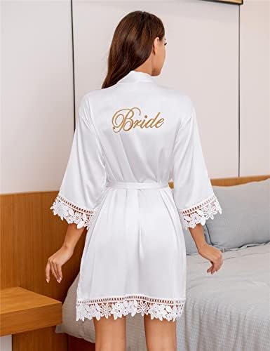 Roupas de dama de honra da noiva de renda feminina Seda como roupas de festa de noiva para vestes de casamento, cetim bordado
