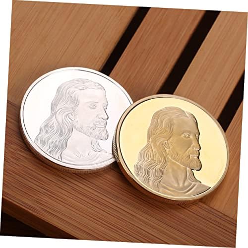 Ibasenice 2pcs Silver Sovenir para Jesus Medalha Antiga Medalha Religiosa Coleta Cristã Cristã Grete Comemorativo