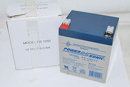 Power-Sonic PS-1250F2-12 VOLT/5 AMP HORA VELADA BATERAGEM DE CABELO COM 0,250 CONECTOR RÁPIDO, Uma cor
