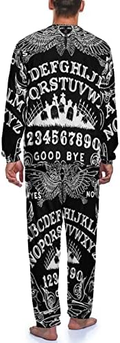 Pijama masculino de bruxaria oculto do gótico preto definido com manga longa de manga de sono Sleepwear Loung Soft PJS para viagens em casa