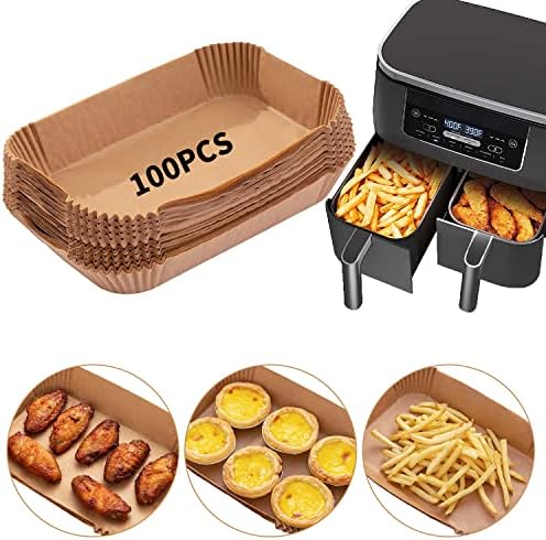 Air Fryer Disponível Datursable Liner para Ninja Dual, 100pcs Grade Food Air Fryer Liners para Ninja DZ201, Ninja Foodi Dual Air