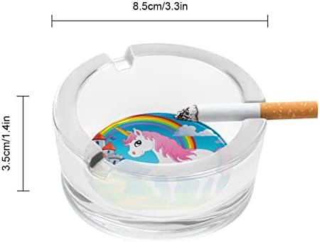 Cinzeiros para cigarros unicórnio arco -íris bandeja de cinzas de vidro de vidro fumando portador de cinzas para