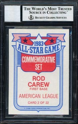 Rod Carew autografou 1984 Topps All Star Set Card #2 California Angels Auto Grade 10 Beckett Bas #12510570 - Baseball Slabbed Cartis autografados
