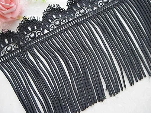 18cm preto branco de couro falso material finge borla de borla de corte de renda africana para costura de roupas de roupas para roupas de roupas. 3806