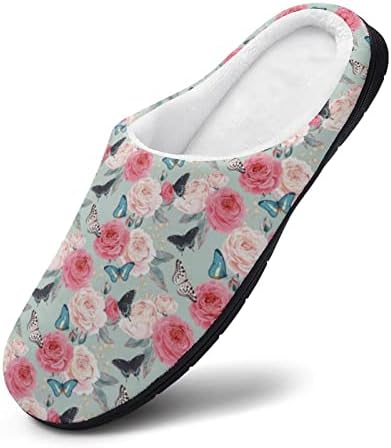 Rosas e Butterfly Feminino Flipes de algodão feminino Sapatos leves de borracha de borracha de borracha para cobertura