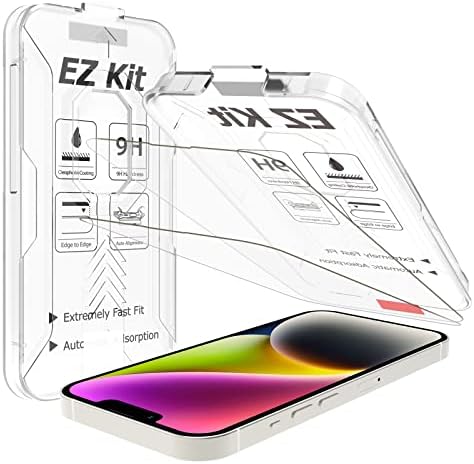 Protetor de tela de vidro temperado KCT Compatível com o iPhone 14 Pro Max / iPhone 14 Plus / iPhone 13 Pro Max, [9H dureza] [Ultra High Definition] [Kit EZ] [Alinhamento Automático] - 2 pacote