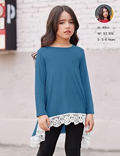 Arshiner Girls Tunic Tops Casual Basual Pullover de Blusa Longa Basual Blata Longa Camiseta