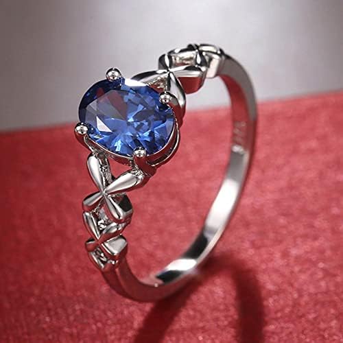 Anéis de noivado de Yistu para mulheres anel de pedra azul feita artesanal de luxo noivado de jóias de jóias do presente
