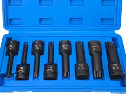 Fangzi Torx Star Bit Sockets, 1/2in Drive Impact Torx Star Bit Sockets T30 T40 T45 T50 T55 T60 T70 T80