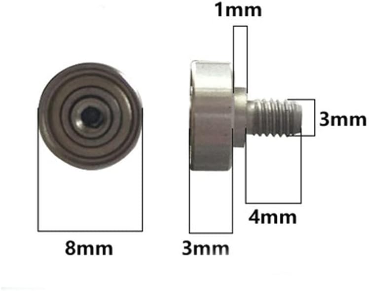 2pcs m3*haste de rosca de 4 mm 8 mm*3mm Roda de rolagem de rolagem fixo Rodas guia de rolamentos de metal fixo Ring Ring Anel